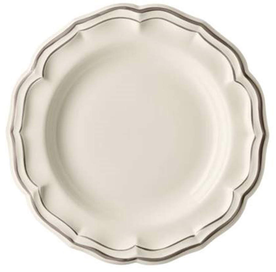 Filets Taupe (Light Brown) Deep Round Platter by Faiencerie De Gien-1