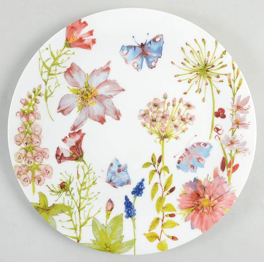 Watercolor Butterfly Garden Dinner Plate by Grace's Teaware-1