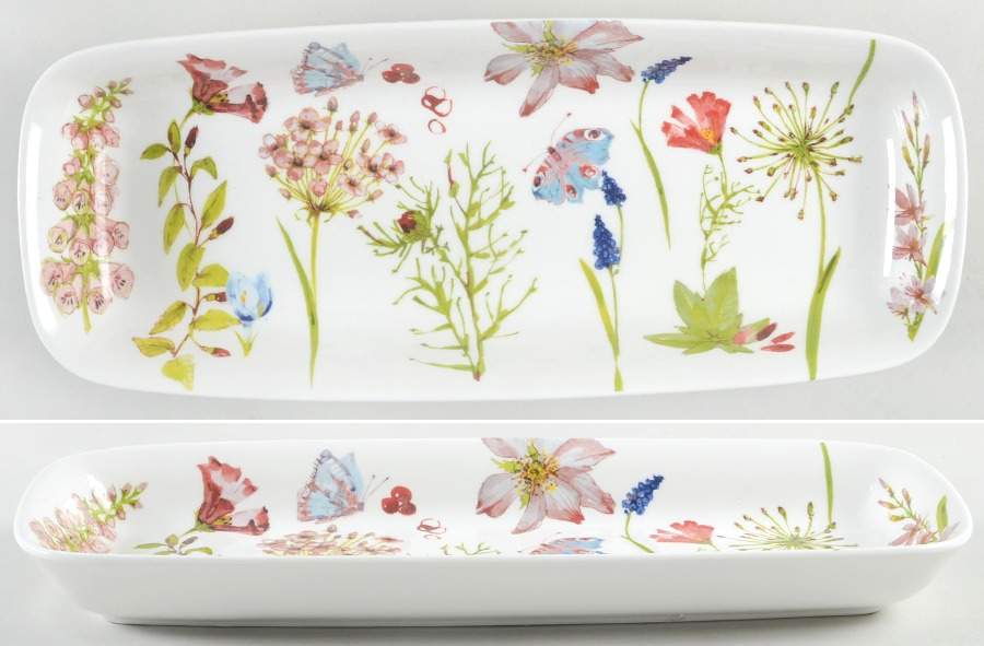 Watercolor Butterfly Garden Large Sandwich Tray by Grace's Teaware-1