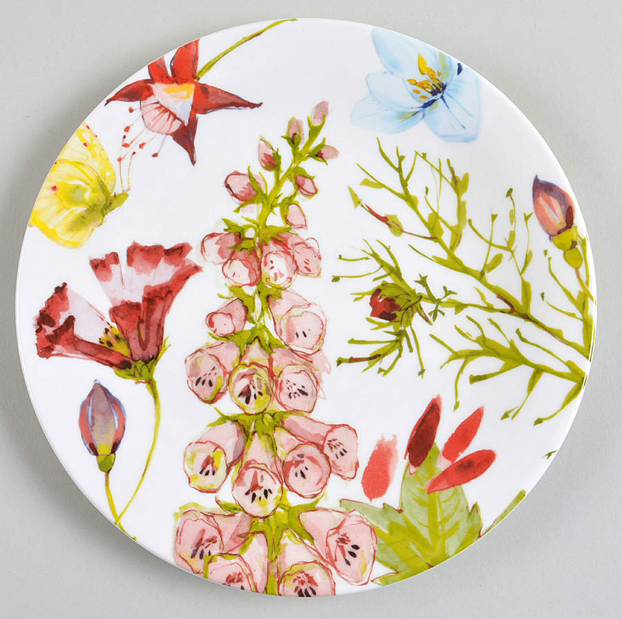 Watercolor Butterfly Garden Salad Plate by Grace's Teaware-1