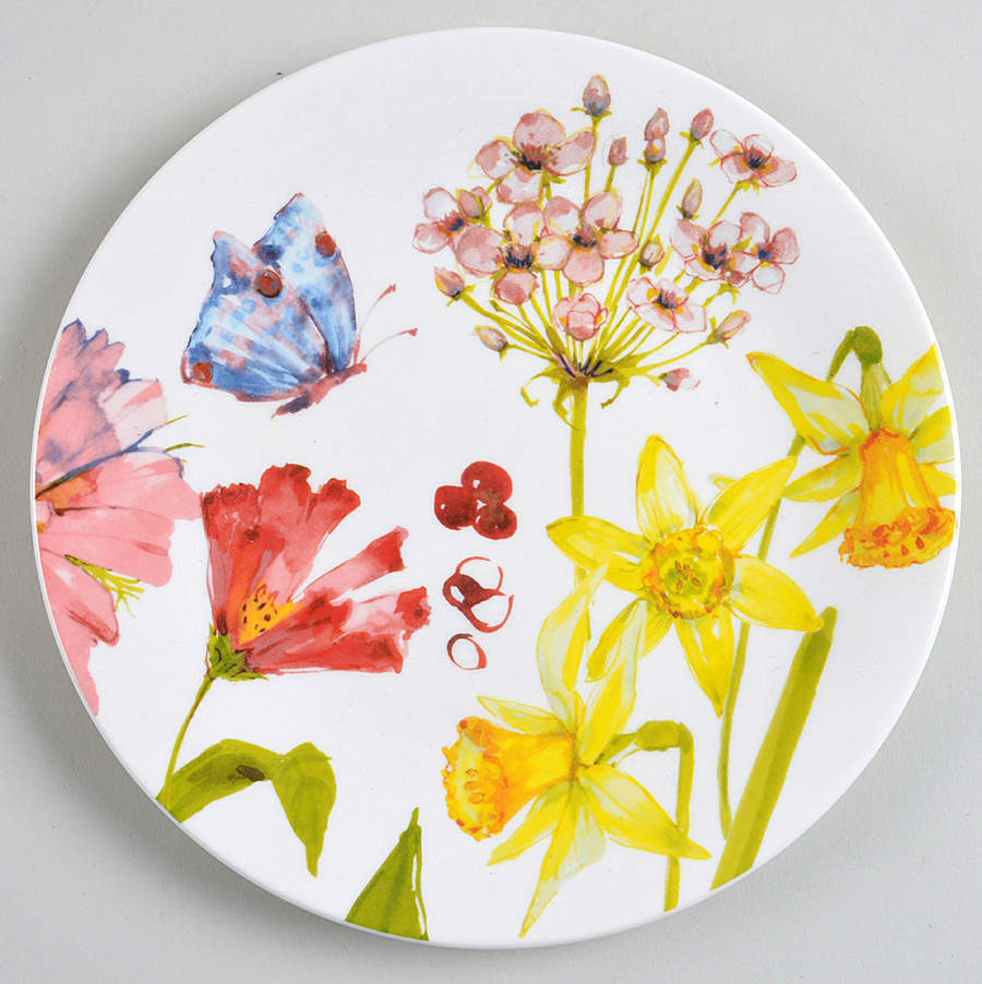 Watercolor Butterfly Garden Salad Plate by Grace's Teaware-1