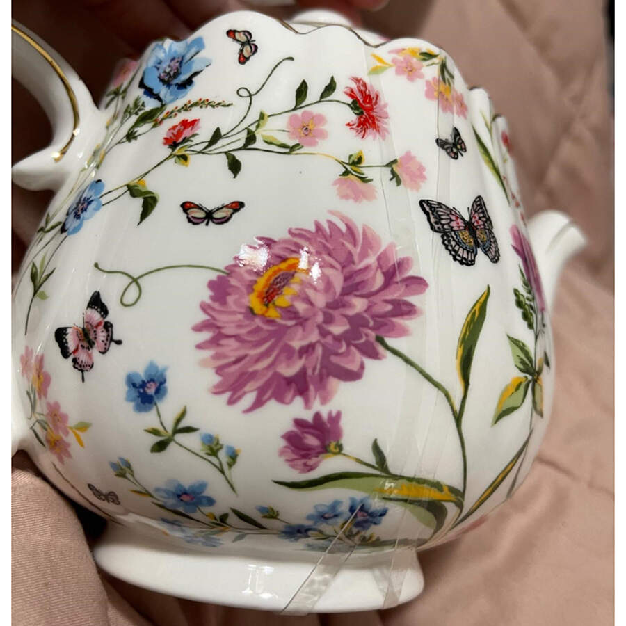 Watercolor Butterfly Garden Sugar Bowl & Lid by Grace's Teaware-1