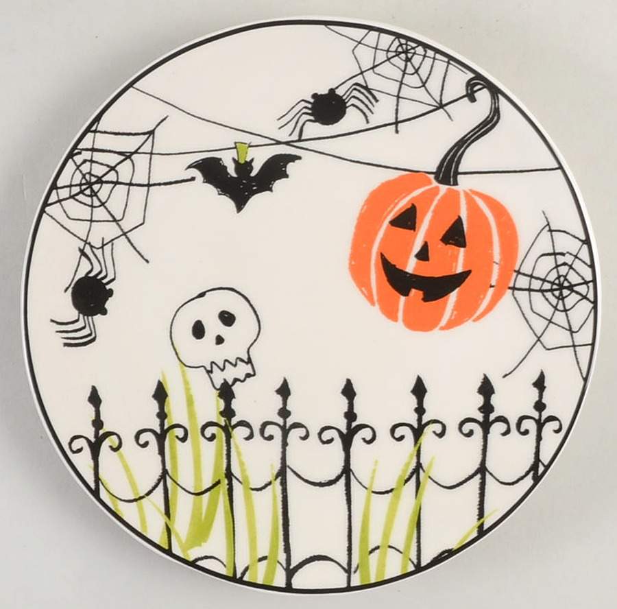 Halloween Picket Fence Appetizer Plate by Grace's Teaware-1