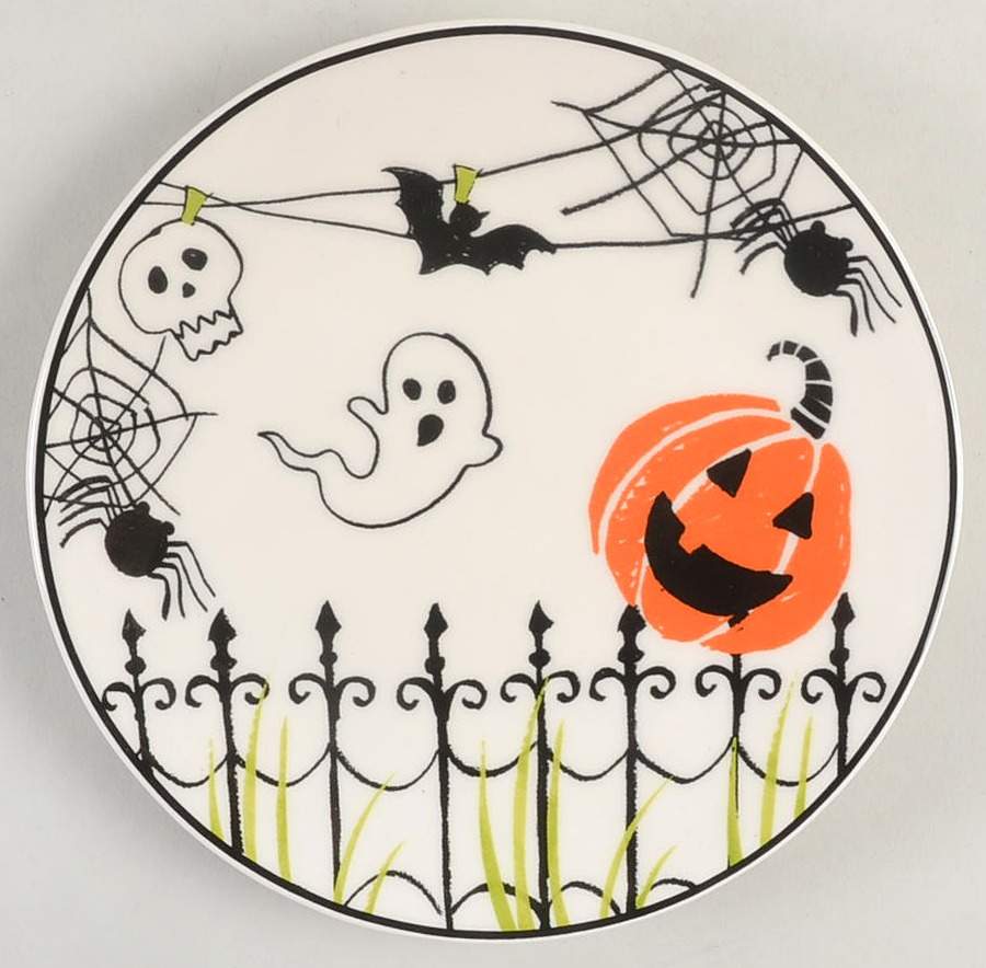 Halloween Picket Fence Appetizer Plate by Grace's Teaware-1