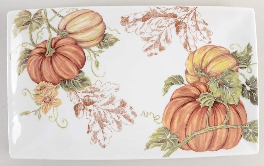 Pumpkin Vine 14" Rectangular Tray by Grace's Teaware-1