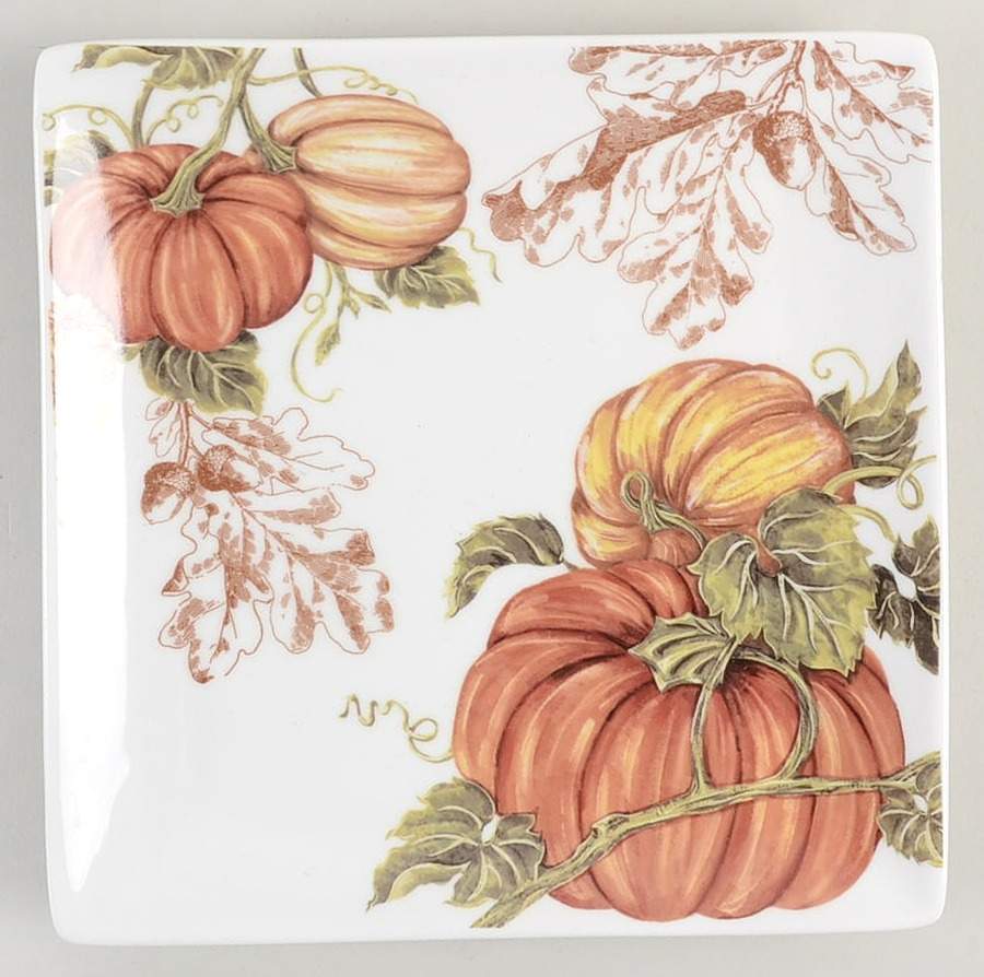 Pumpkin Vine Square Salad Plate by Grace's Teaware-1