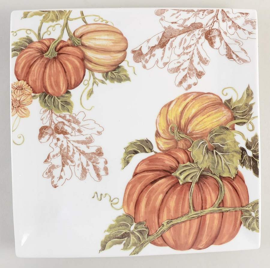 Pumpkin Vine Square Dinner Plate by Grace's Teaware-1