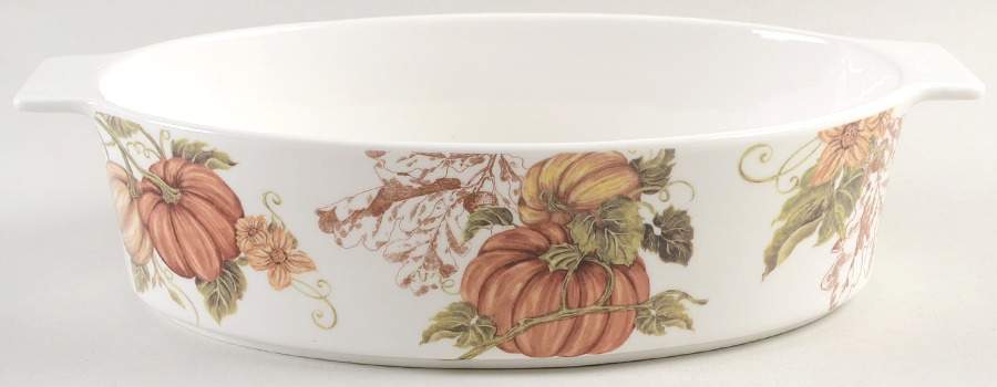 Pumpkin Vine Oval Baker with Lid, No Lid by Grace's Teaware-1