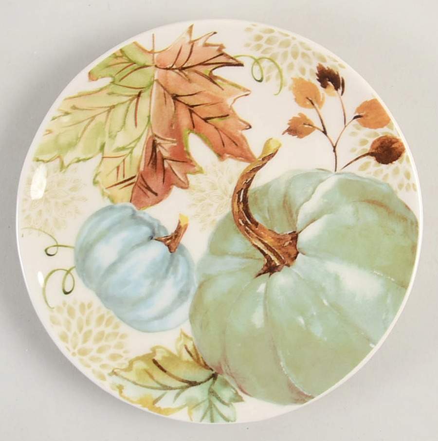 Sage Green Leaves-Autumn Hill Appetizer Plate by Grace's Teaware-1