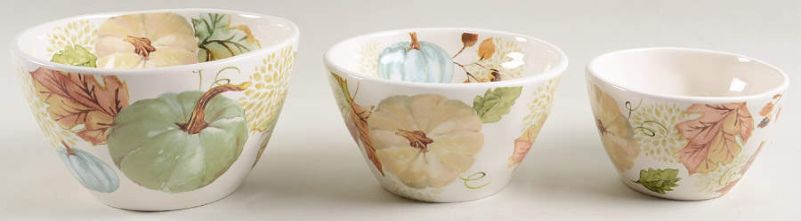 Sage Green Leaves-Autumn Hill (3 Piece) Mixing Bowl Set by Grace's Teaware-1