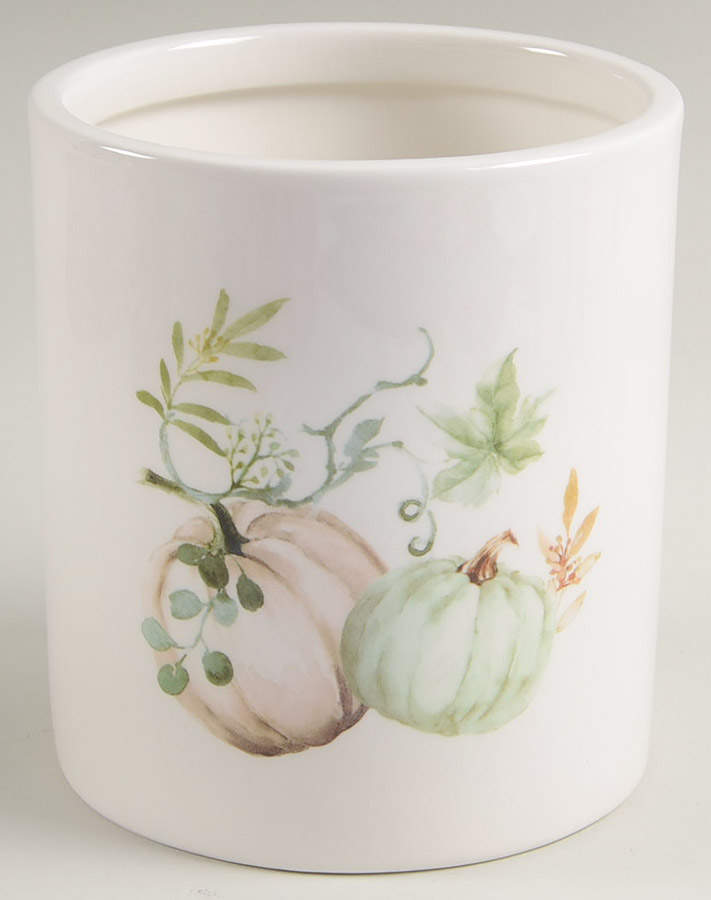Sage Green Leaves-Autumn Hill Small Canister No Lid by Grace's Teaware-1