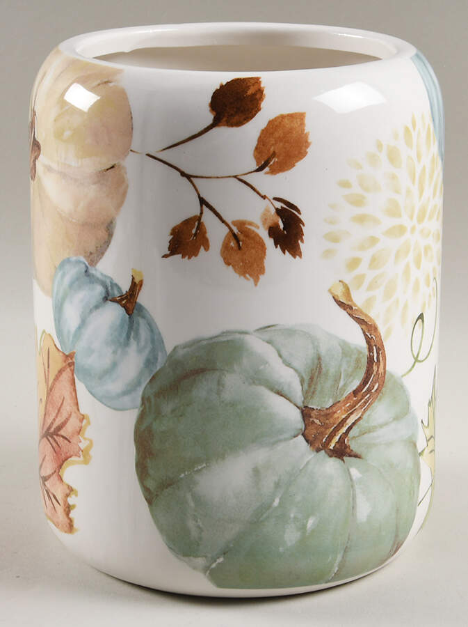 Sage Green Leaves-Autumn Hill Large Canister No Lid by Grace's Teaware-1