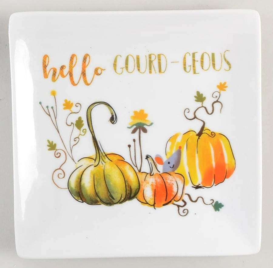 Hello Gourd-Geous Square Salad/Dessert Plate by Grace's Teaware-1