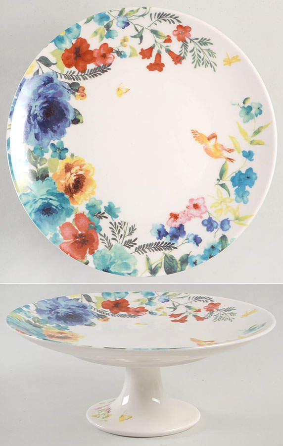 Blue Meadow 8" Diameter Pedestal Cake Stand by Grace's Teaware-1