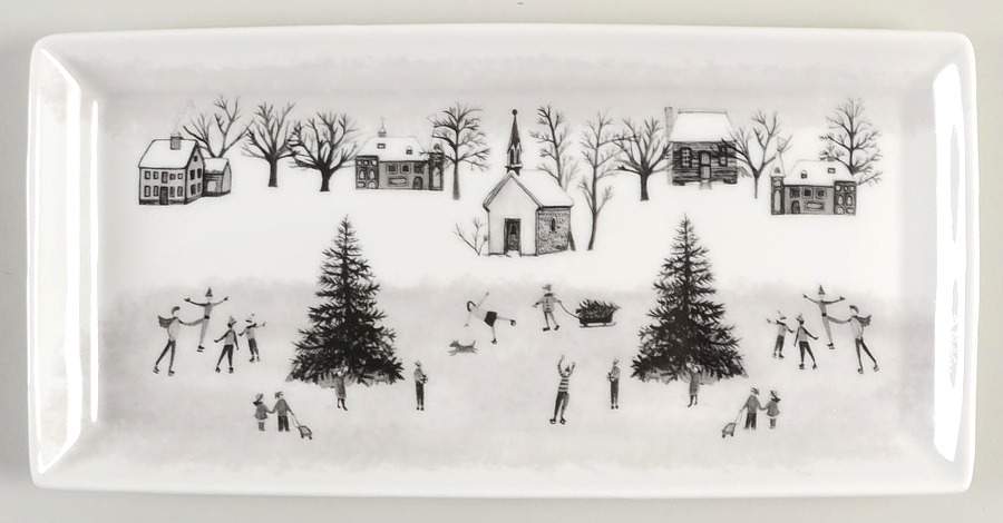Black Wonderland Rectangular Tray by Gracie Bone China-1