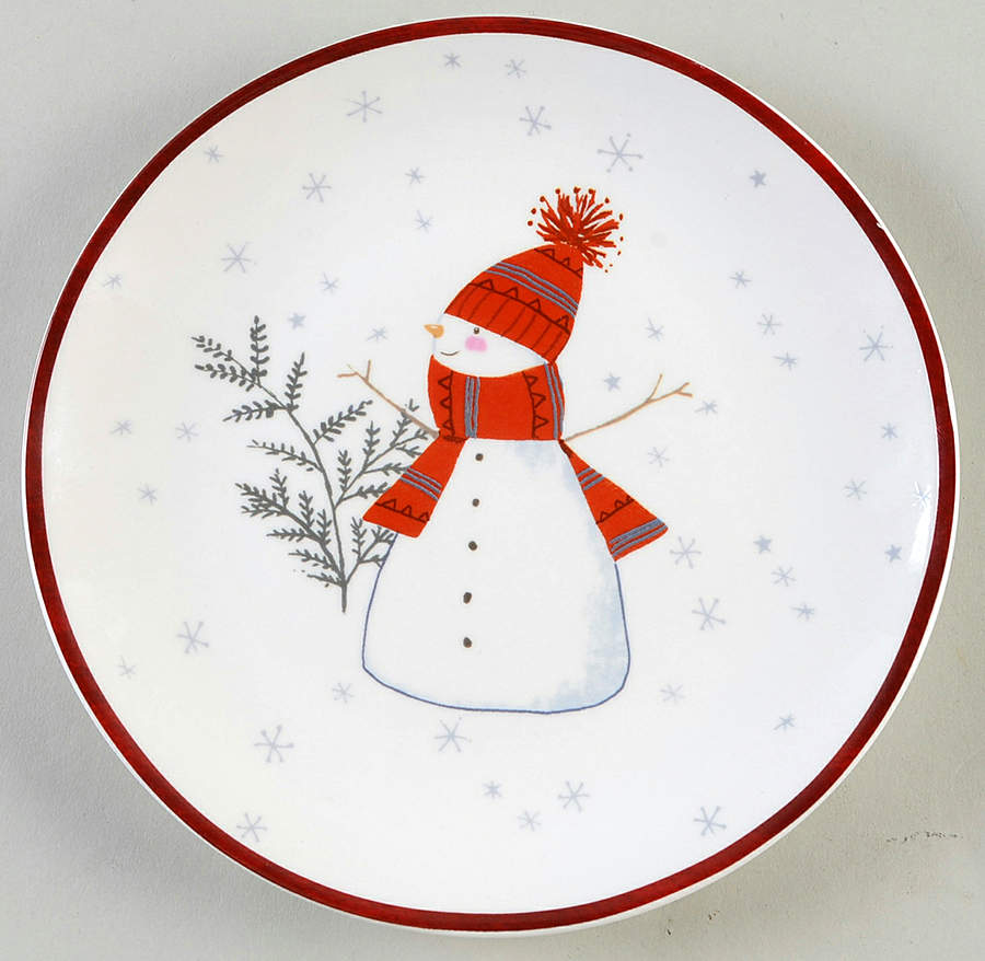 Snowman Deer Salad Plate by Grace's Teaware-1