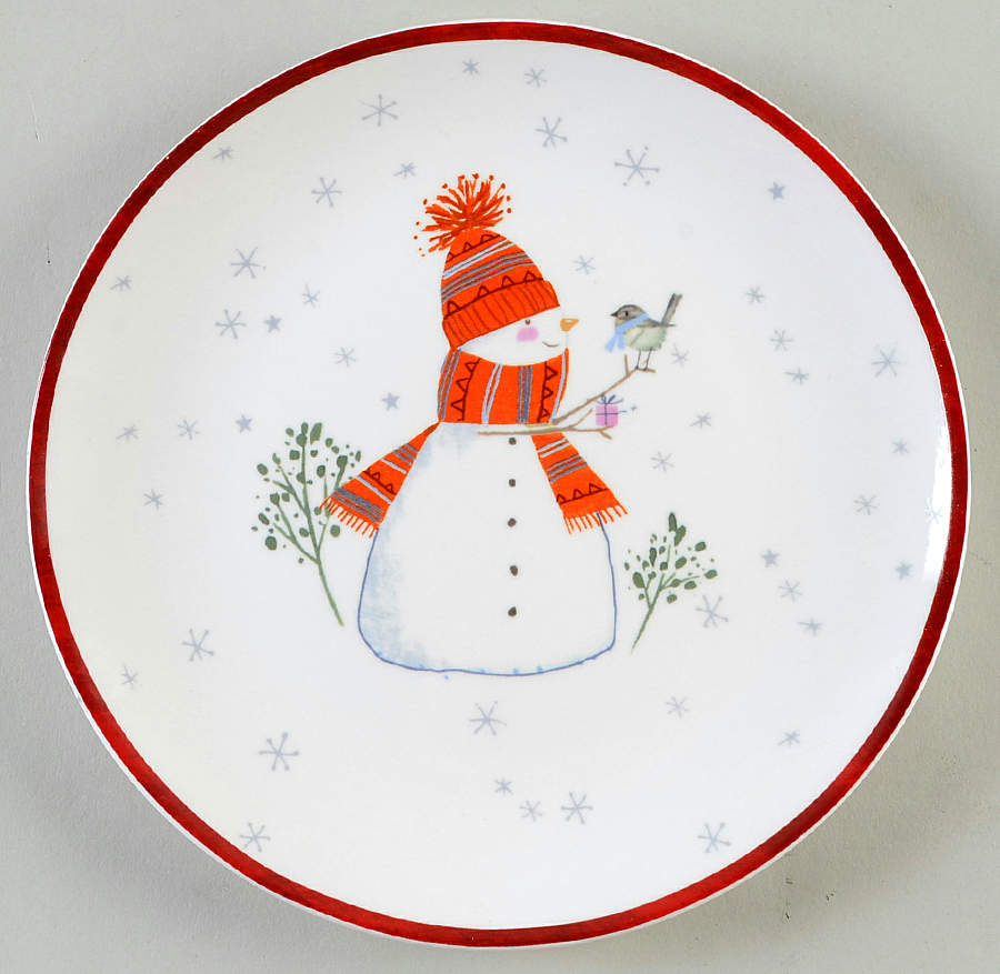Snowman Deer Salad Plate by Grace's Teaware-1
