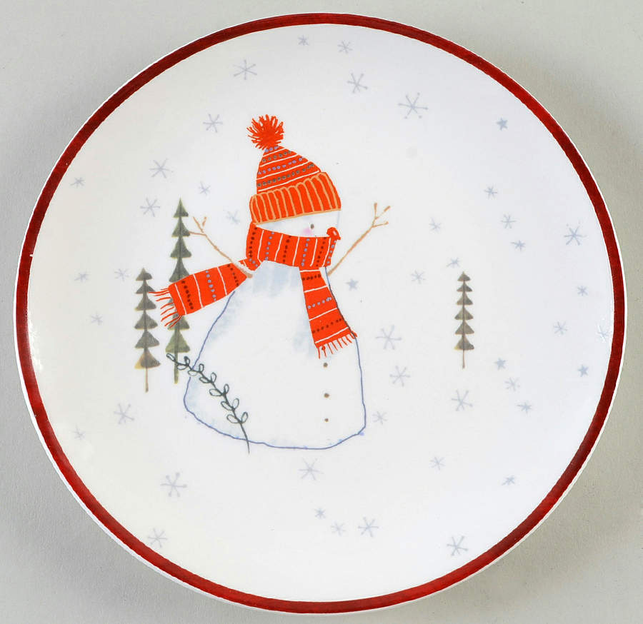 Snowman Deer Salad Plate by Grace's Teaware-1