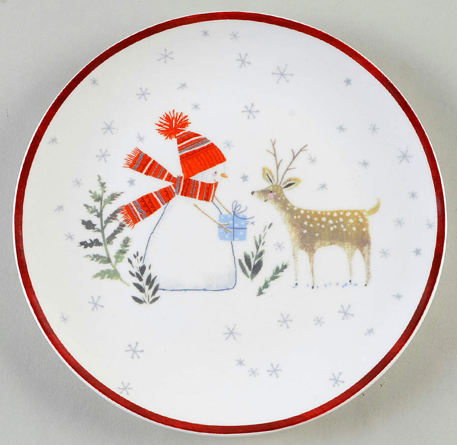 Snowman Deer Salad Plate by Grace's Teaware-1