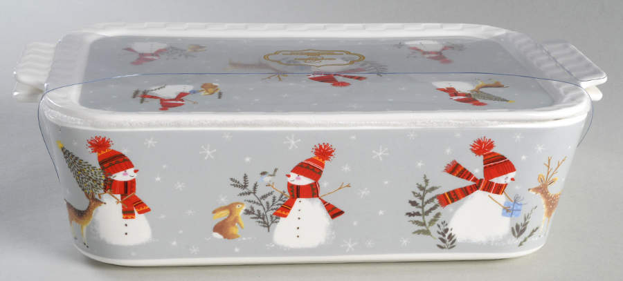 Snowman Deer Medium Rectangular Baker by Grace's Teaware-1