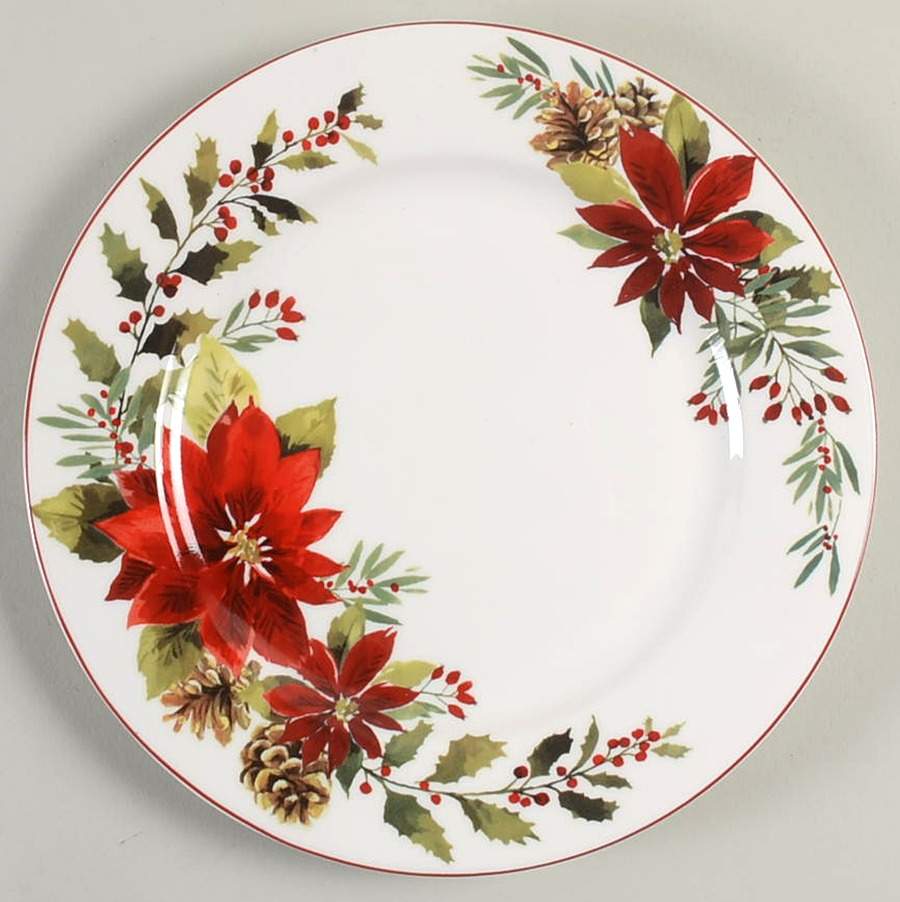 Plaid Poinsettia Salad Plate by Grace's Teaware-1
