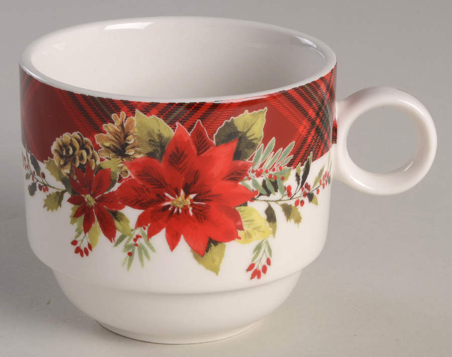 Plaid Poinsettia Stackable Mug by Grace's Teaware-1