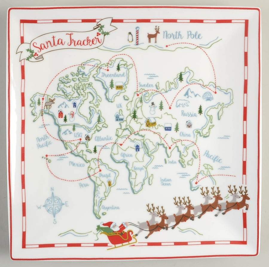 Santa Tracker Square Dinner Plate by Grace's Teaware-1