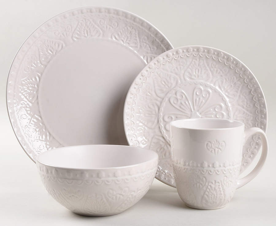 Milanto Cream 4 Piece Place Setting by Gibson Designs-1