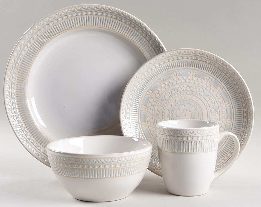 Amberdale Cream 4 Piece Place Setting by Gibson Designs-1