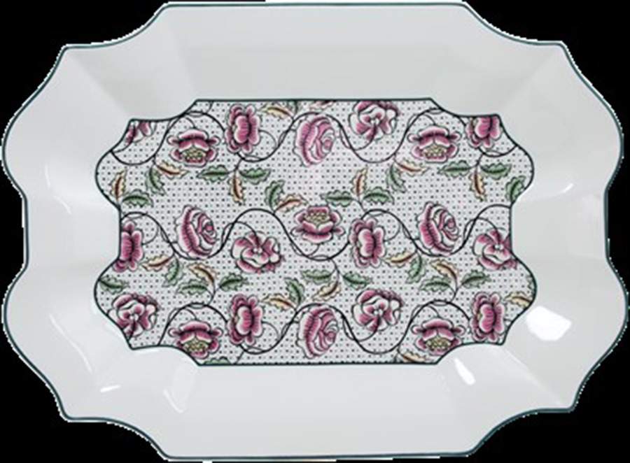 Dominote 17" Rectangular Serving Platter by Faiencerie De Gien-1