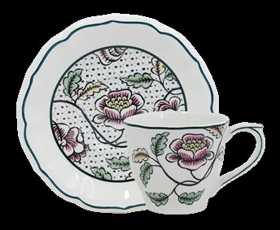 Dominote Flat Cup & Saucer Set by Faiencerie De Gien-1