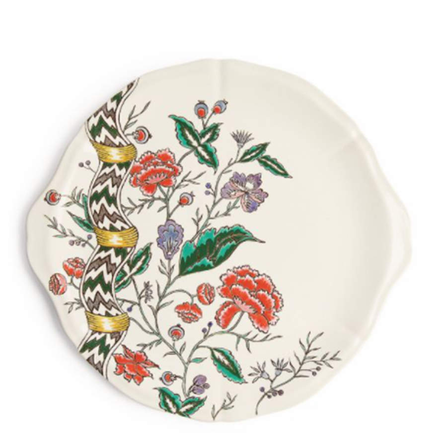 Dominote (Hand Painted) Handled Cake Plate by Faiencerie De Gien-1