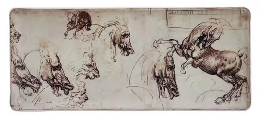 Leonardo de Vinci Horses 14" Rectangular Tray by Faiencerie De Gien-1