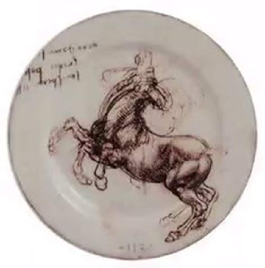 Leonardo de Vinci Horses Coaster by Faiencerie De Gien-1