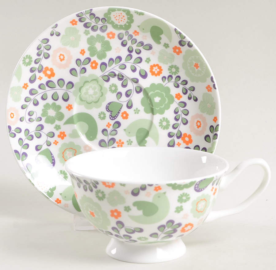 Prarie Ditsy Footed Cup & Saucer Set by Grace's Teaware-1