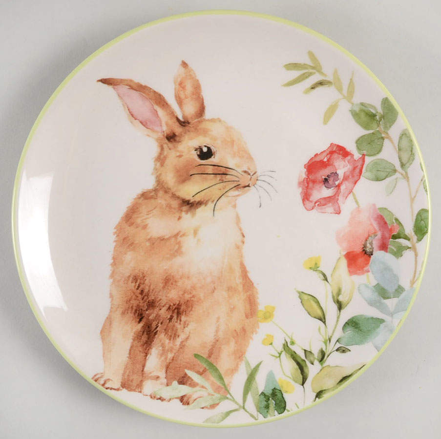Floral Bunny Salad Plate by Grace's Teaware-1