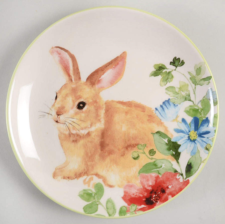 Floral Bunny Salad Plate by Grace's Teaware-1