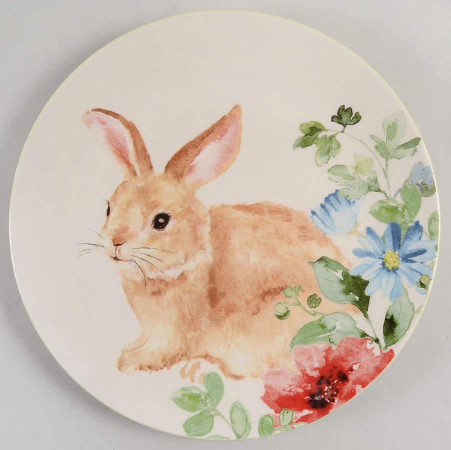 Floral Bunny Dinner Plate by Grace's Teaware-1