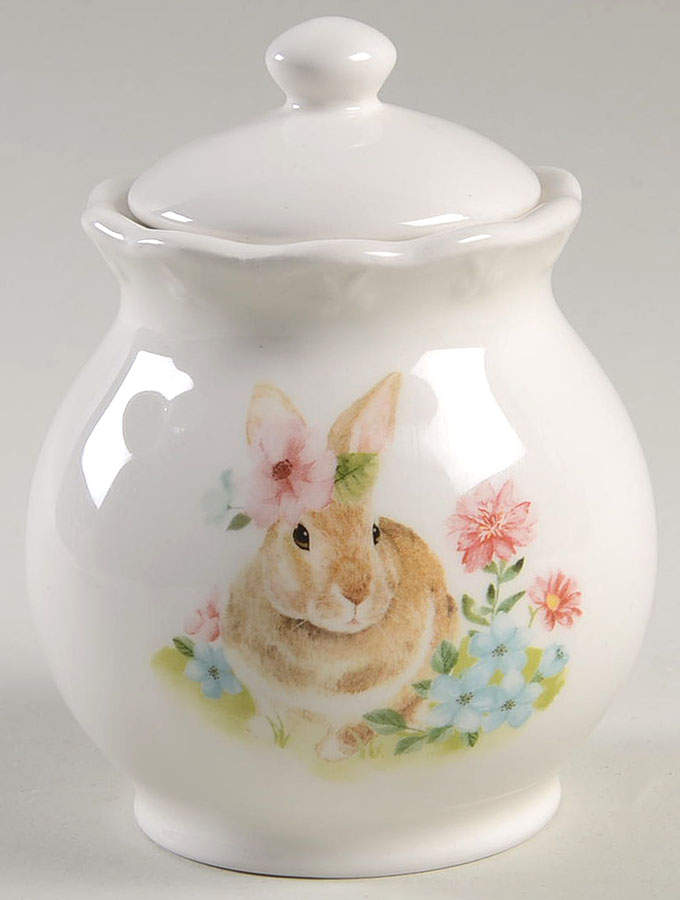 Scallop Bunny Sugar Bowl & Lid by Grace's Teaware-1