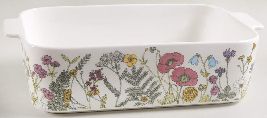Pink Poppy Meadow Rectangular Baker No Lid by Grace's Teaware-1