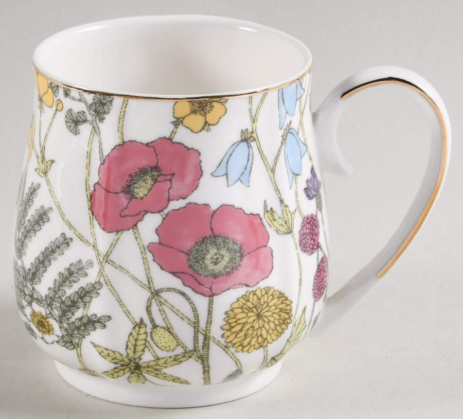 Pink Poppy Meadow Pot Belly Mug by Grace's Teaware-1