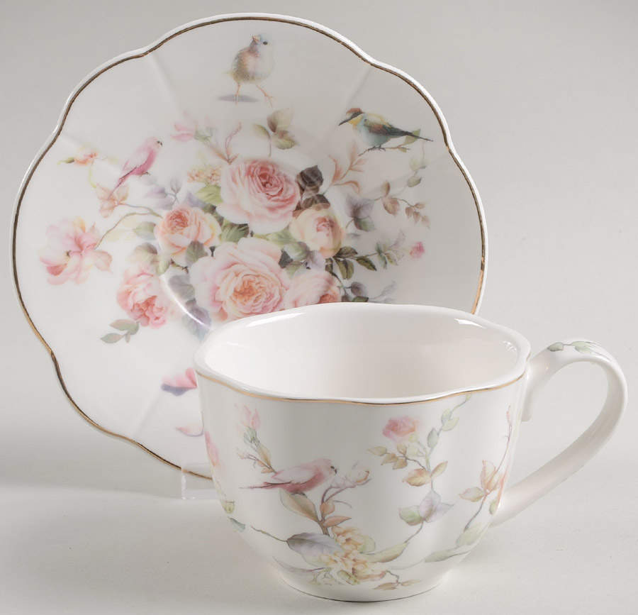 Magnolia Flat Cup & Saucer Set by Grace's Teaware-1