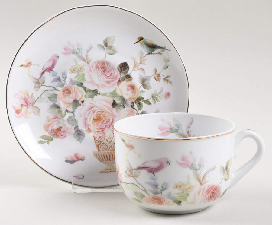 Magnolia Flat Cup & Saucer Set by Grace's Teaware-1