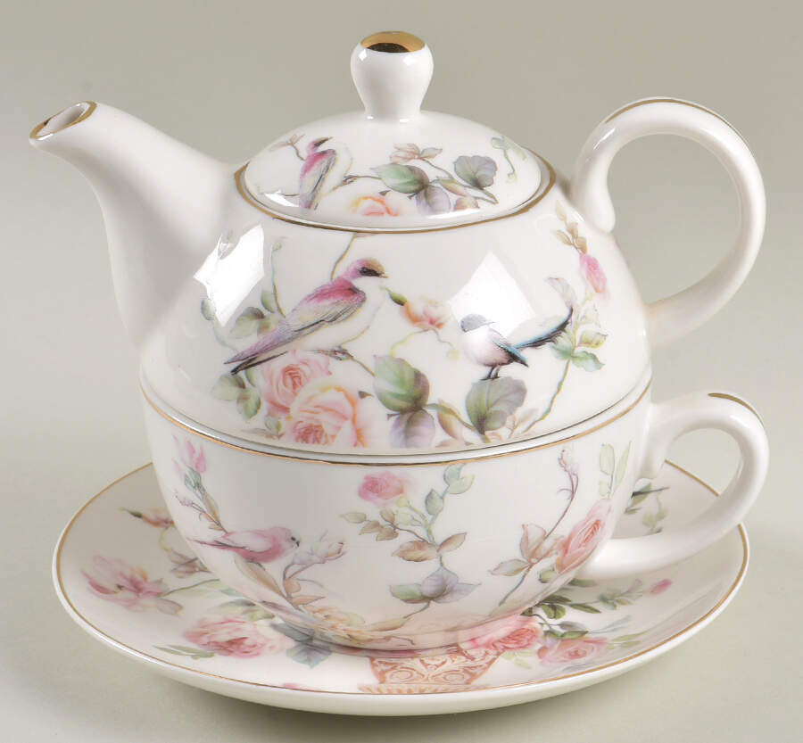 Magnolia Individual Teapot & Lid with Cup & Saucer by Grace's Teaware-1
