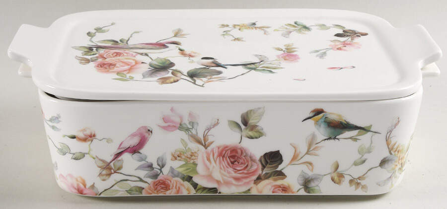 Magnolia Rectangular Baker & Lid by Grace's Teaware-1