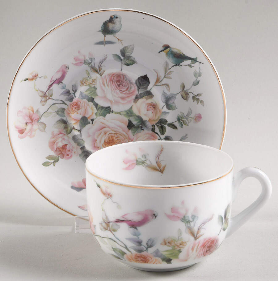 Magnolia Flat Cup & Saucer Set by Grace's Teaware-1
