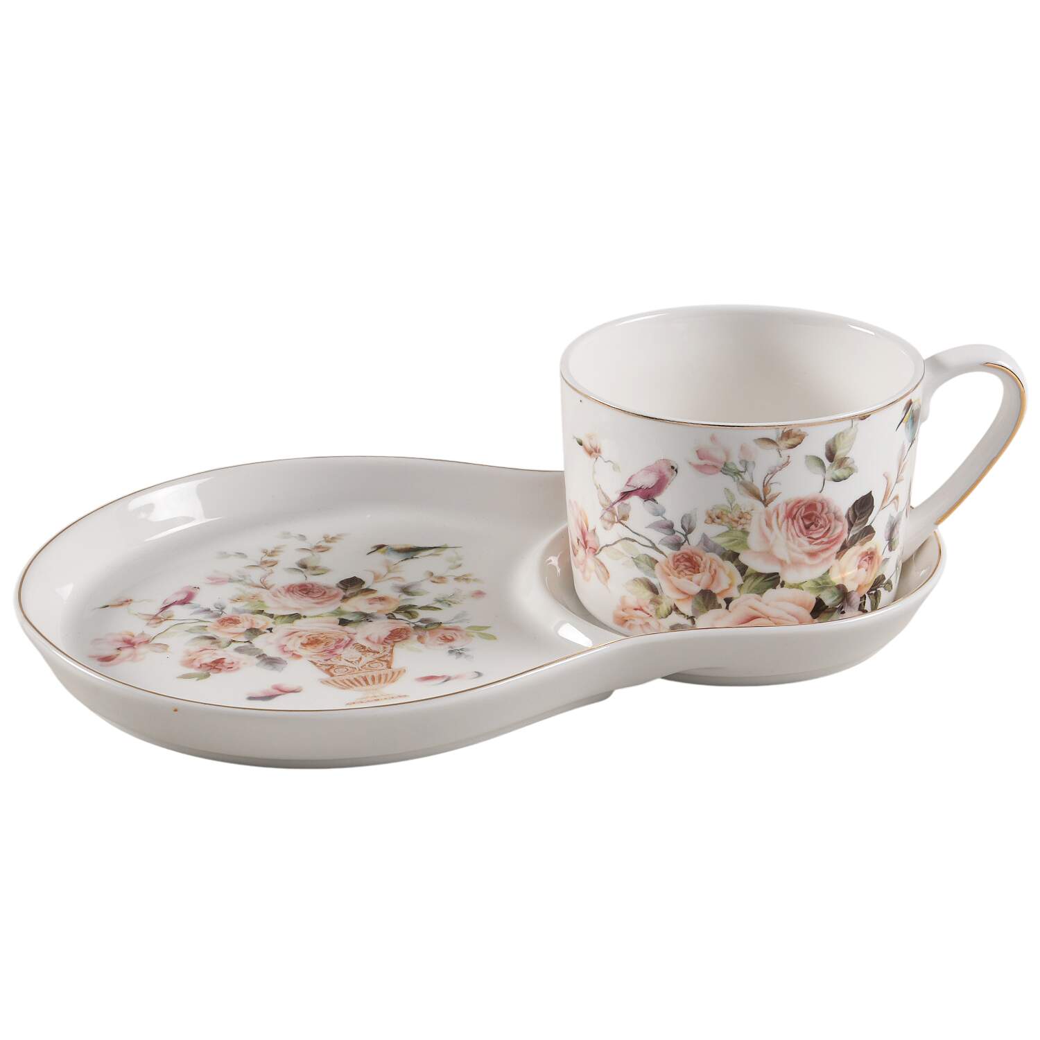 Magnolia Snack Plate & Cup Set by Grace's Teaware-1