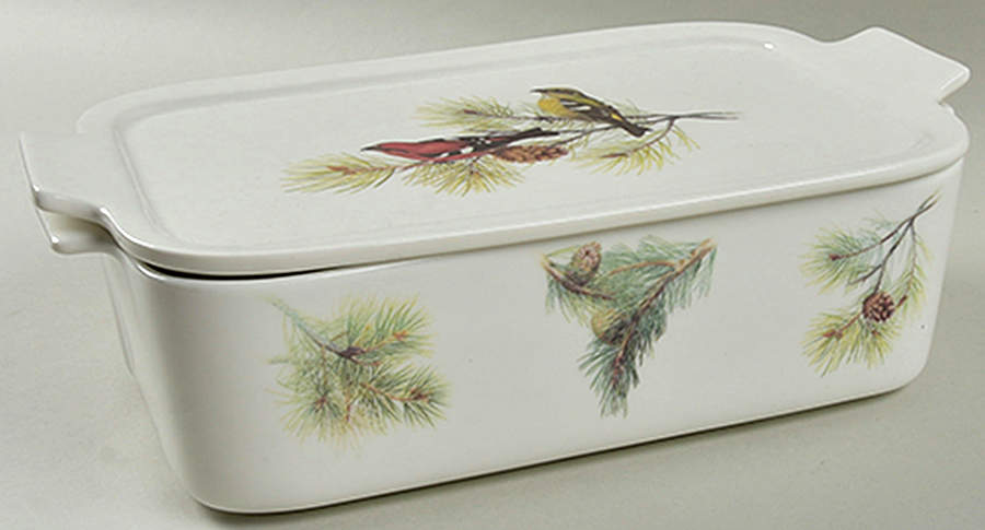Winter Bird Rectangular Baker & Lid by Grace's Teaware-1