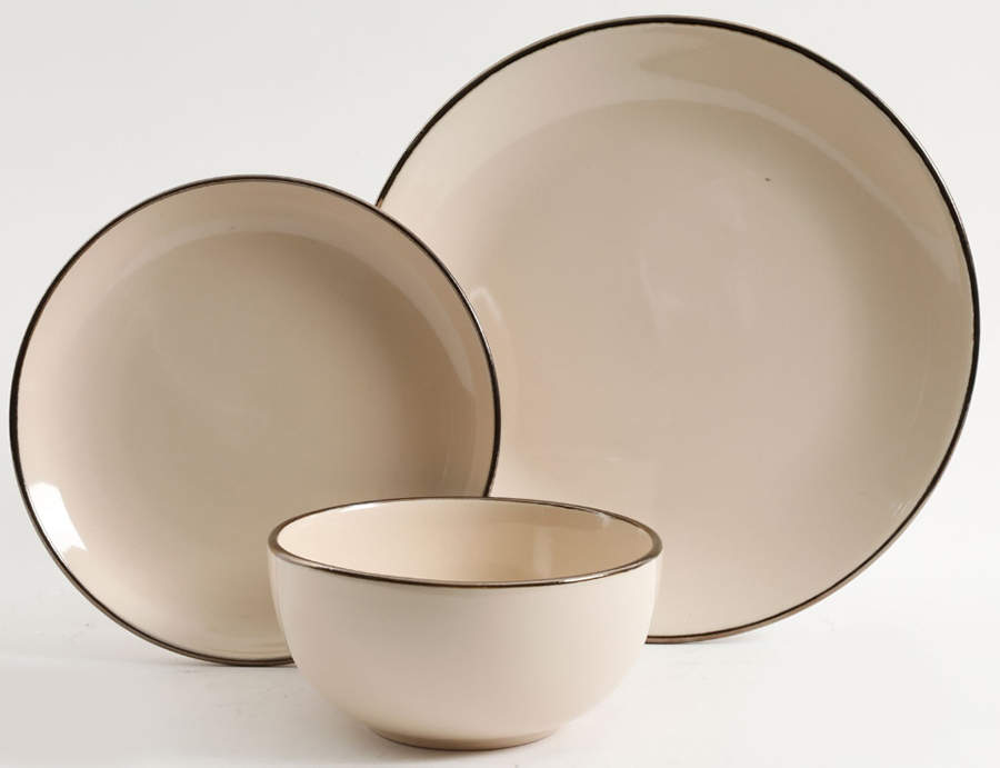 Rockaway Gold Taupe Dinner Plate by Gibson Designs-1