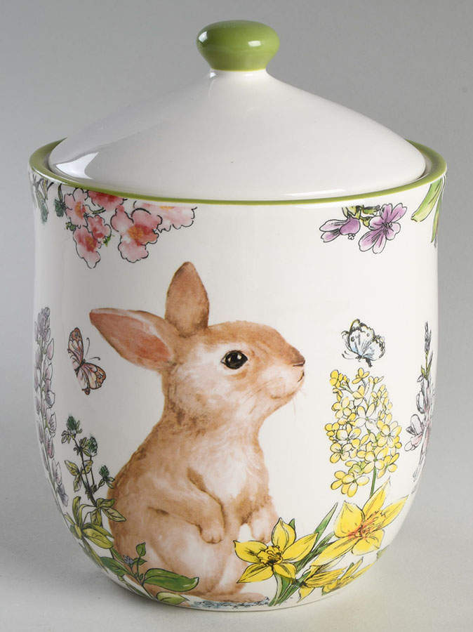 Garden Bunny Large Canister & Lid by Grace's Teaware-1